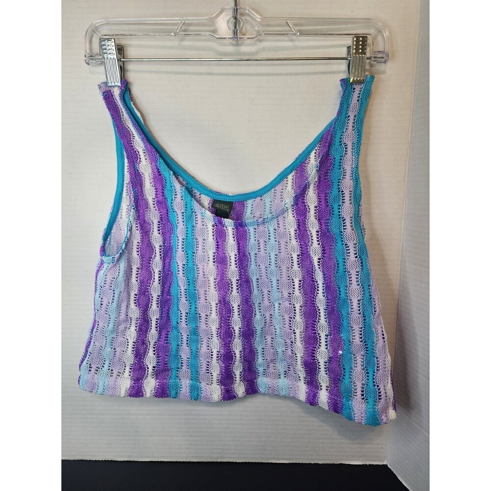 Wild Fable Women's Openwork Swing Crop Tank Top Sheer Crochet Size Small Purple